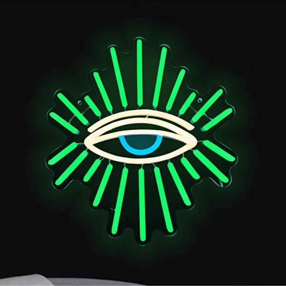 Neon Green Evil Eye Greek Culture LED Light Party Home Bright Hanging Wall Decor